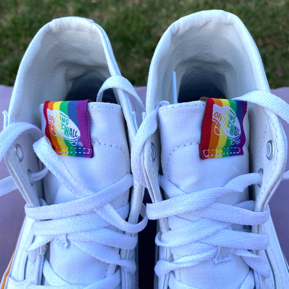 Vans SK8 Hi Tapered Rainbow Foxing True White Men's Skate Shoes Size 11 721356 - Picture 4 of 11